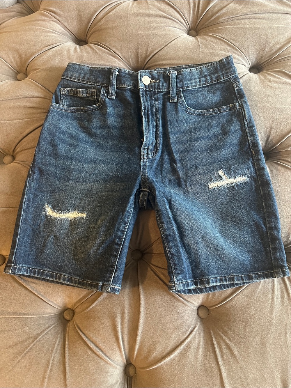 Big Boy Size 12  Dark Blue Distressed Denim Shorts